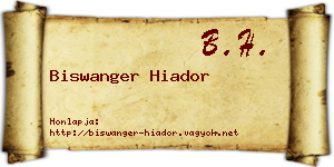 Biswanger Hiador névjegykártya
